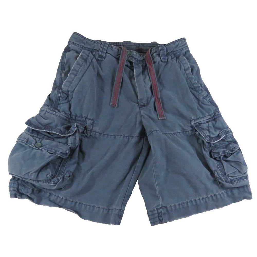 VTG Polo Ralph Lauren Men 30 Blue Cotton Utility Cargo Short Drawstring Gorpcore